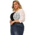 thumbnail image 4 of GRACE & GRANDEUR Juniors' Plus Size Lace Crop Shrug Cardigan, 4 of 7