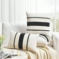 thumbnail image 5 of Fancy Homi Set of 2 Boho Black Decorative Throw Pillow Cover 16x16 inch for Couch Bed Sofa, Aesthetic Modern Organic Farmhouse Home Decor, Soft Cotton Cute Accent Macrame Woven Cushion Case, 5 of 7