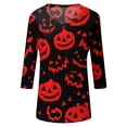 thumbnail image 4 of Womens Halloween Shirts Bat Witch Hat Graphic 3/4 Sleeve Vintage Blouse Spider Print V-Neck Casual Cute Tops 3XL, 4 of 6