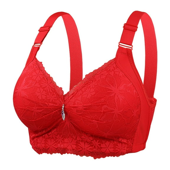 MDUKONU Bras for Women Bra 18 Hour Shoulder Comfort Wirefree Women's Wide Straps Red 36