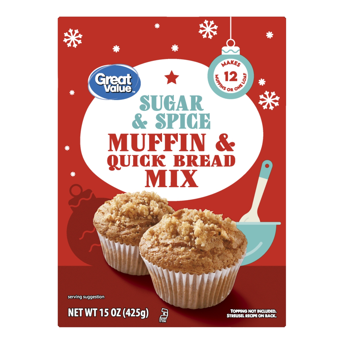 Great Value Holiday Sugar & Spice Muffin and Quick Bread Mix, 15 oz Box