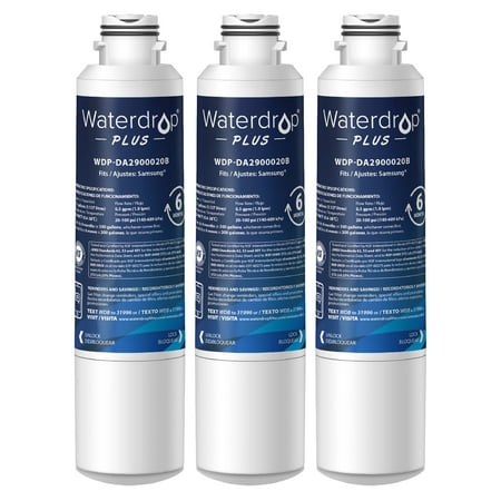 Cyst Reducing Water Filter - Waterdrop Plus DA29-00020B Refrigerator Water Filter, NSF 401&53 Certified to Reduces Lead, Cyst, Benzene and More, Compatible with Samsung DA29-00020B, DA29-00020A, HAF-CIN/EXP, 46-9101 (Pack of 3)