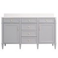 thumbnail image 6 of ANGELES HOME 60" Bathroom Vanity with Sink Top Combo Set, Freestanding Solid Wood Bathroom Makeup Cabinet W/ 2 Soft-Close Doors and 4 Soft-Close Drawers, Carrara White Quartz Countertop (Grey), 6 of 10
