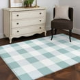 thumbnail image 3 of Aqua White Buffalo Check 4x6 Area Rugs, Farmhouse Plaid Modern Geometric Non-Skid Rubber Backing Large Rectangle Rugs - Living Room Bedroom Home Office, Indoor Floor Mat Carpets Washable Rug, 3 of 9