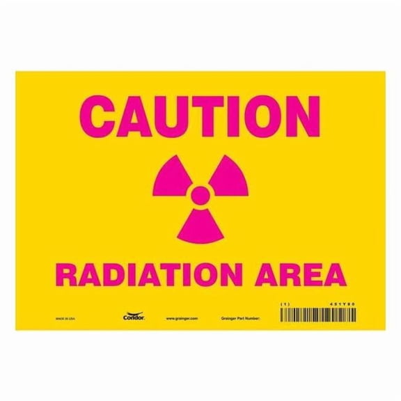 Radiation Safety Sign, 7 in H, 10 in W, Vinyl, Vertical Rectangle,451Y80