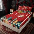 thumbnail image 2 of Erosebridal Comic Boom City Spider Print Zipper Twin Comforter Sets with Fitted Sheet and 2 Pillowcases for Boys Girl, Red Cartoon Halloween Town Zipper Bedding Set, Black Reversible, 4pcs, 2 of 7