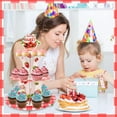 thumbnail image 6 of 3 Tier Strawberry Cardboard Cupcake Stand, Round Berry Sweet Red Plaid Dessert Tower Holder, Party Table Decorations for Birthday, Afternoon Tea, 6 of 6