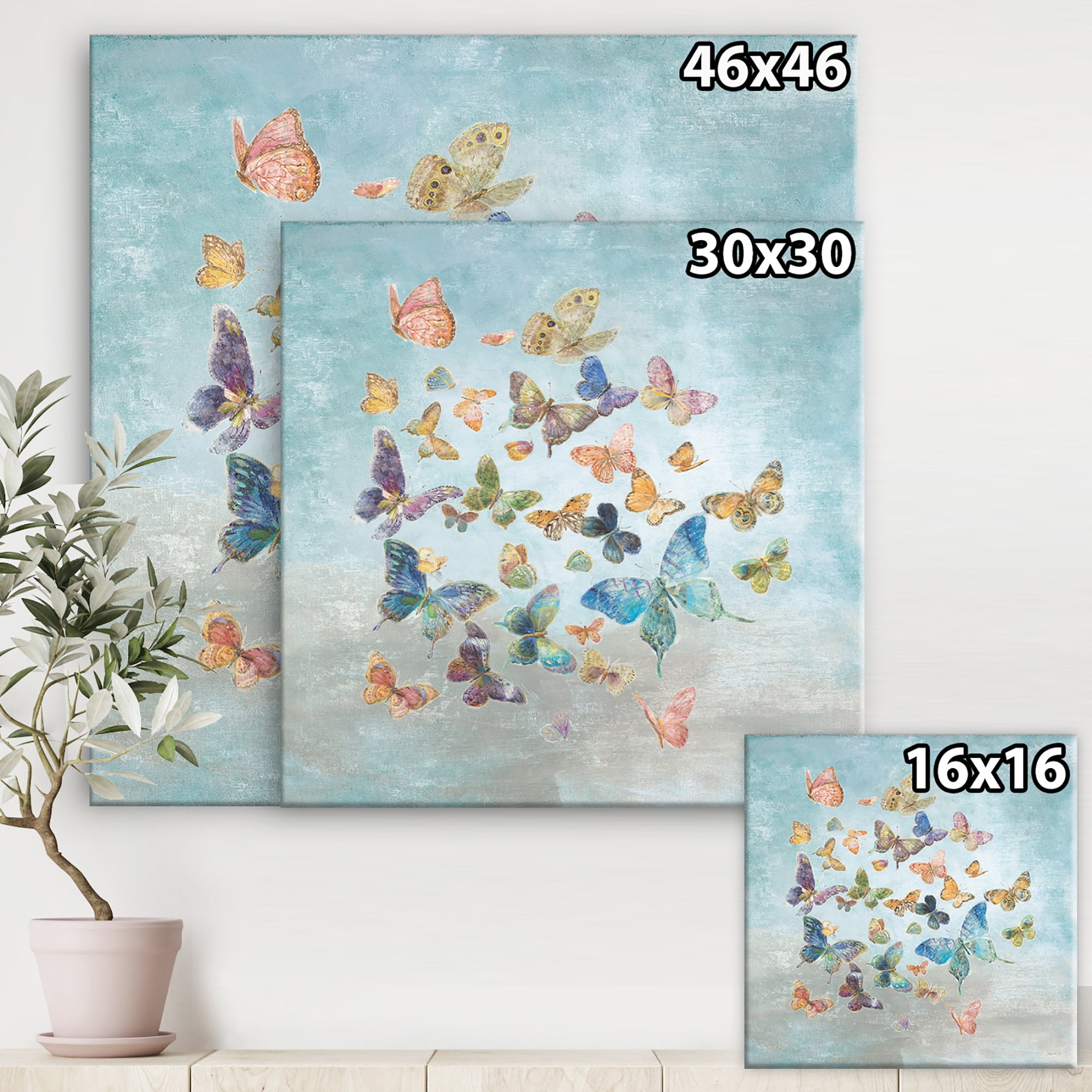 Designart 'Butterflies Dancing I' Wildlife Canvas Artwork