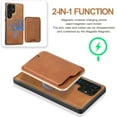 thumbnail image 3 of Compatible with Magsafe Wireless  Charging 2 in 1 Detachable for Samsung Galaxy S23 Ultra Wallet Case with Card Slot Women Men, Classic Magnetic PU Leather Flip Cover for Galaxy S23 Ultra, Brown, 3 of 5