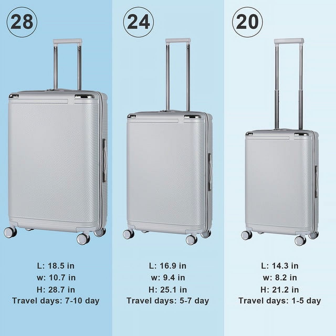 Hikolayae Dorado Collection Hardside Spinner Luggage Sets in Silver, 3 Piece - TSA Lock - image 5 of 9