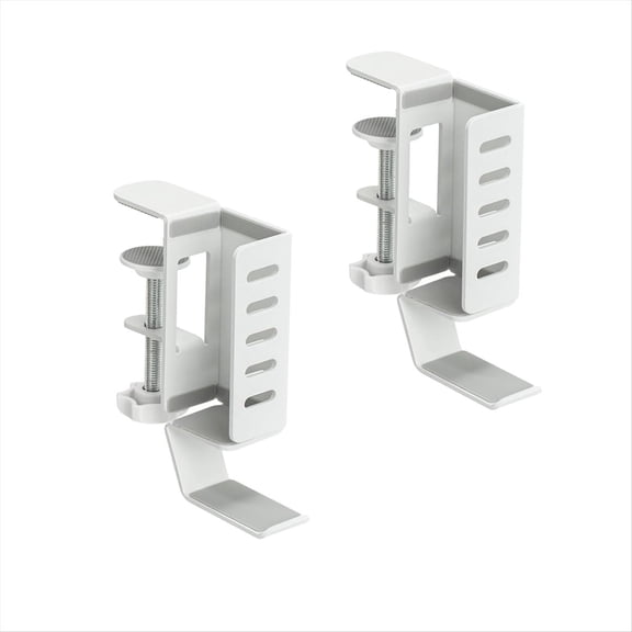 Desk Side Vertical Laptop Stand,No Drill Desktop Mount,Hanging Holder for Side,Clamp on White