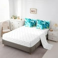 thumbnail image 6 of Manfei Abstract Marble Texture 7pcs Bedding Comforter Set,Fluid Stripe Aesthetic Queen Bedding Sets,Gold Blue Queen Sheet Sets For Kids,Lightweight Room Decor Reversible, 6 of 9