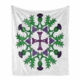 thumbnail image 1 of Thistle Soft Flannel Fleece Throw Blanket, Abstract Wreath Image with Flowers of Thistles and Celtic Knot, Cozy Plush for Indoor and Outdoor Use, 50" x 60", Lime Green Violet, by Ambesonne, 1 of 6