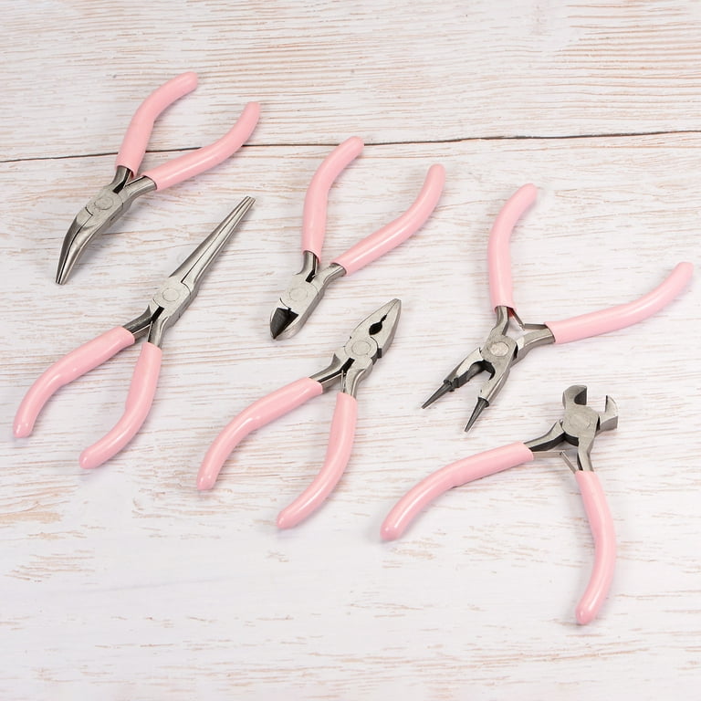 Mini Lineman's Pliers 4.5 Combination Precision Pliers with Pink Handle