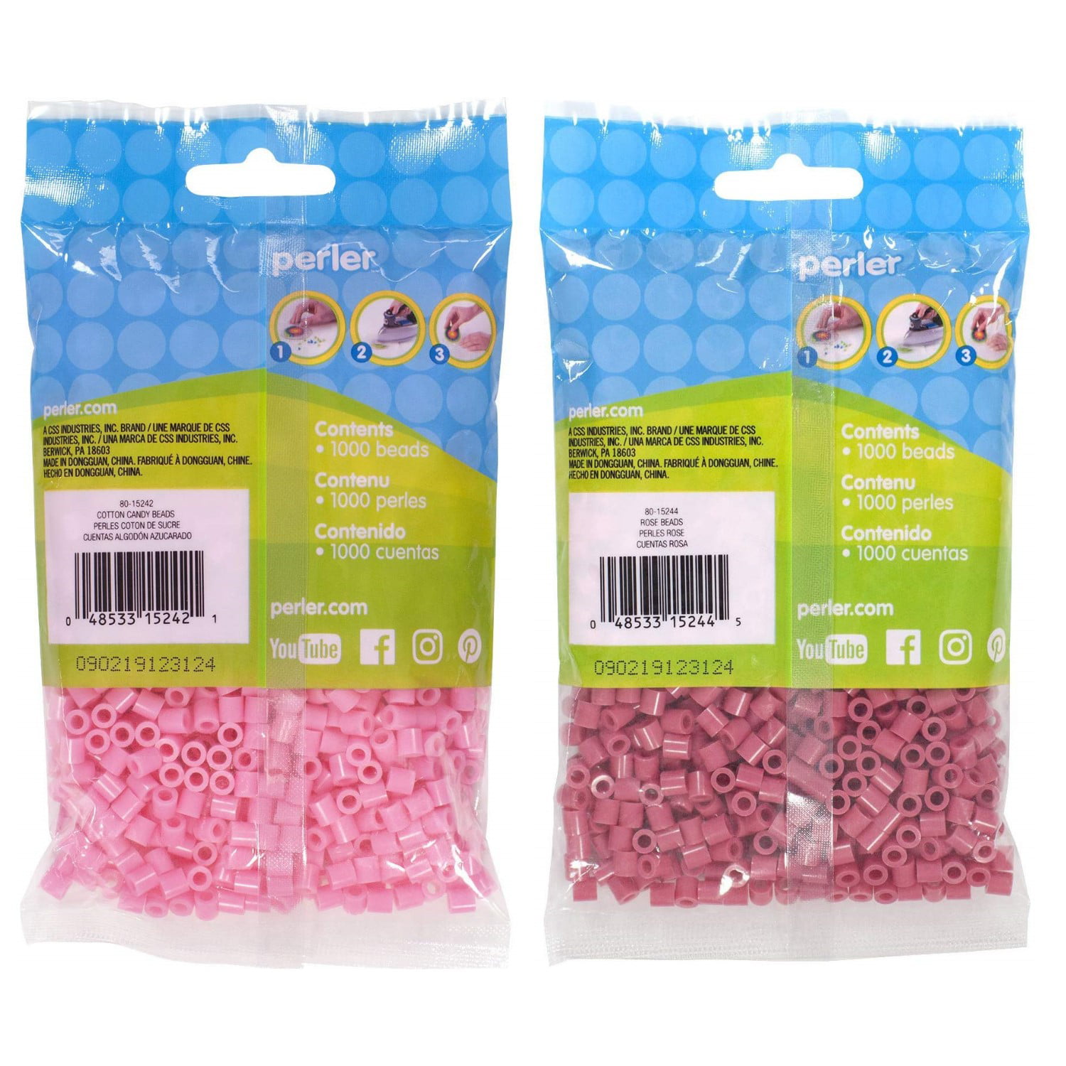 Perler Bead Bag 1000, Bundle of Cranapple and Cherry Red (2 Pack)