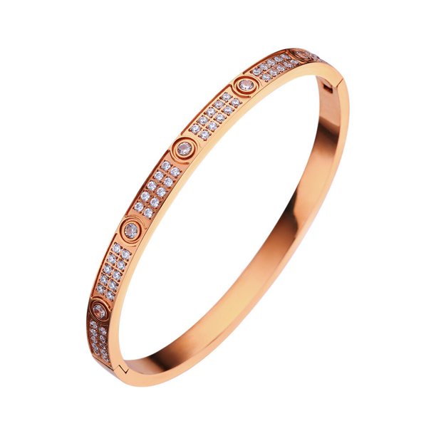 Pulsera de circón y tuerca cruzada para mujer, brazalete de acero inoxidable, joyería de marca, nuevo diseño, 2023