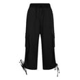 thumbnail image 4 of Women's Cargo Capri Pants Lightweight Quick-Dry Hiking & Travel Pants with 5 Pockets (Drawstring Waist, Loose Fit for Summer Casual), 4 of 7