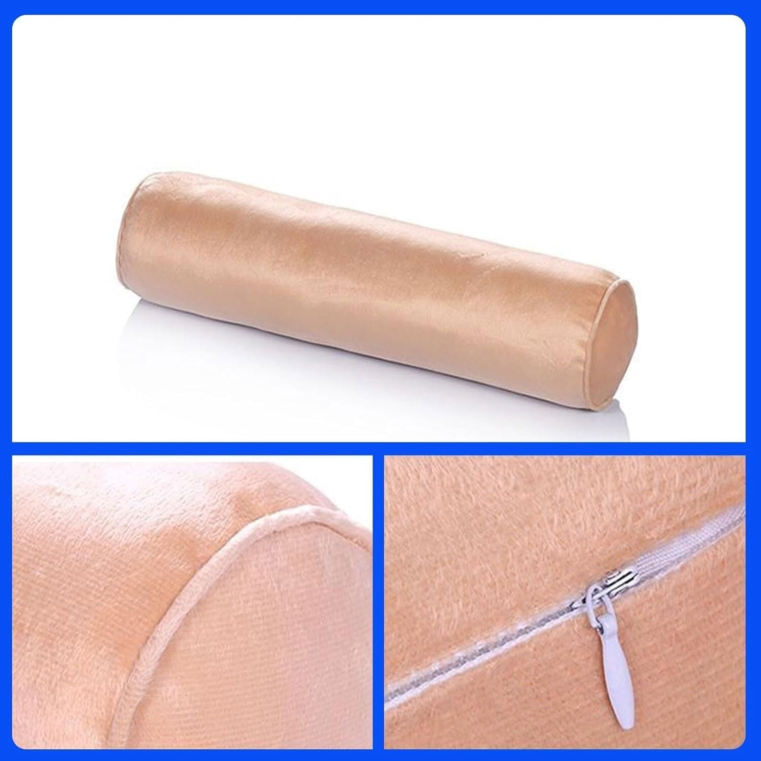 BH-JJSMGS Velvet Round Cervical Roll Cylinder Bolster Sleep Pillow with Removable Washable Cover, Full Moon Bolster for Knee/Leg/Neck Round Cylinder Pillow for Sleeping on Side or Back