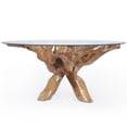 thumbnail image 5 of Rustic Teak Wood Root Dining Table Including 55 Inch Round Glass Top, 5 of 5