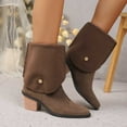 thumbnail image 2 of Xfvqtps Womens 2 in 1 Foldable Cuff Ankle Boots Slouchy Mid Calf to Knee High Boots Chunky Block Heel Winter Fashion Booties for Women Coffee, 2 of 9
