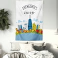 thumbnail image 3 of Landscape Tapestry, Chicago Skyline Cartoon Colorful City View Cityscape Personalized USA American, Wall Hanging for Bedroom Living Room Dorm Decor, 60W X 80L Inches, Multicolor, by Ambesonne, 3 of 5