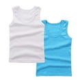 thumbnail image 2 of BRGZLK Children's Cotton Undershirts Boys Girls Trendy Solid Color Sleeveless Round Neck Suitable Kids Summer Tank Tops 2-Pack Sky Blue 2-3 Years, 2 of 3