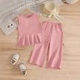 thumbnail image 5 of Staki Girl Tops Wide Leg Pant Set Girls’ Clothing Sets Sleeveless Bow Crop Top Wide Leg Linen Pants 2026 Summer Outfits Cute Kids Clothes 2-8Y(Pink,5-6 Years), 5 of 6
