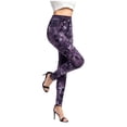 thumbnail image 2 of Reduce Price Hfyihgf Jeggings for Women Looking Denim Print Seamless Elastic High Waisted Yoga Leggings Skinny Stretch Distressed Pants(Purple,XL), 2 of 8