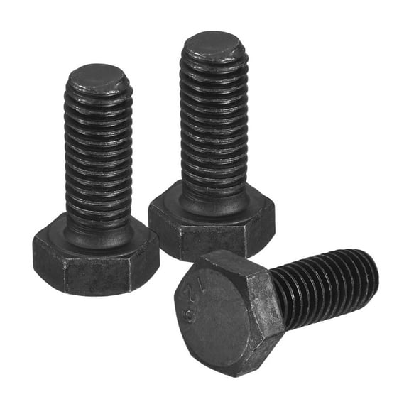 3Pack M8-1.25 x 20mm Left Hand Hex Head Bolt, Black Oxide Carbon Steel Reverse Fully Threaded Fastener Screws Bolts for Machinery, Automobiles and Construction