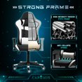 thumbnail image 4 of CAPHAUS Ergonomic Gaming Chair, High Back PU Leather Office Chair, Backrest and Seat Height Adjustable Video Game Chair, Swivel Recliner w/ Headrest, Armrest, and Lumbar Support, White, Diamond, 4 of 9