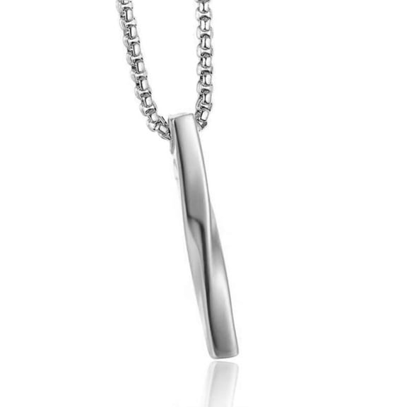 Milue Silver Spiral Long Rectangular Necklace Simple Stainless Steel Chain Necklace