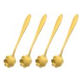 thumbnail image 1 of Unique Bargains 4Pack 5' Stainless Steel Flower Spoons Coffee Spoons Small Teaspoon, Gold, 1 of 4