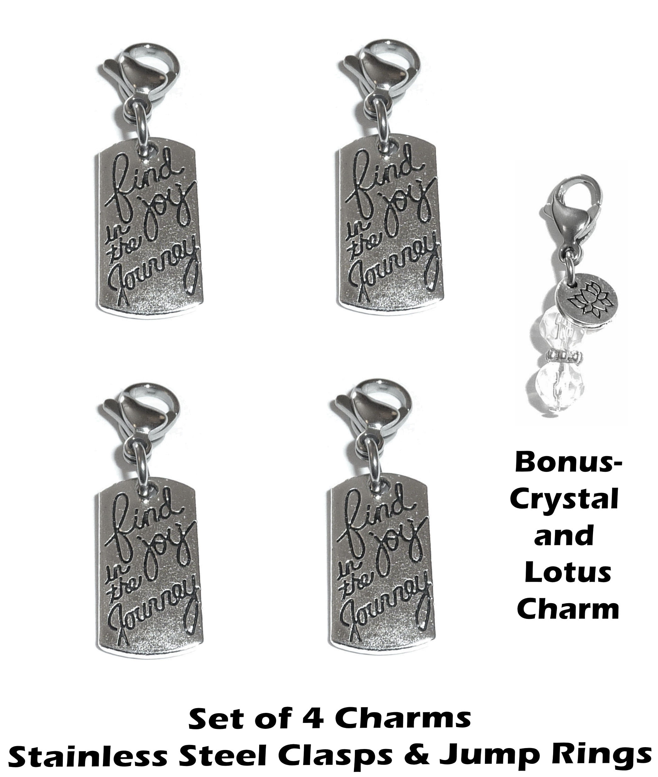 Charms Clip on - Perfect for Bracelet or Necklace, Zipper Pull Charm, Bag or Purse Charm Easy to Use DIY Charms - Joy Clip on Charm, Women's, Grey