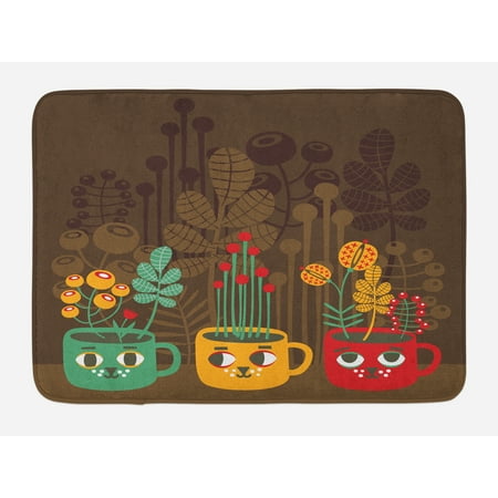 Pottery Barn Bathroom Colors Modern Bath Mat, Cute Plants Flowers inside Faced Cups Pottery Theme Creative Funky Artful Print, Non-Slip Plush Mat Bathroom Kitchen Laundry Room Decor, 29.5 X 17.5 Inches, Multicolor, Ambesonne ()