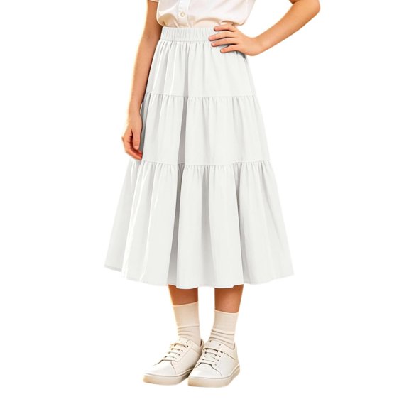 Girls Pleated Skirt, Girls Solid Color Pleated A Line Summer Dress, Casual Kids Outfit, Back To School Daily Dress For Girls Ages 3–13
