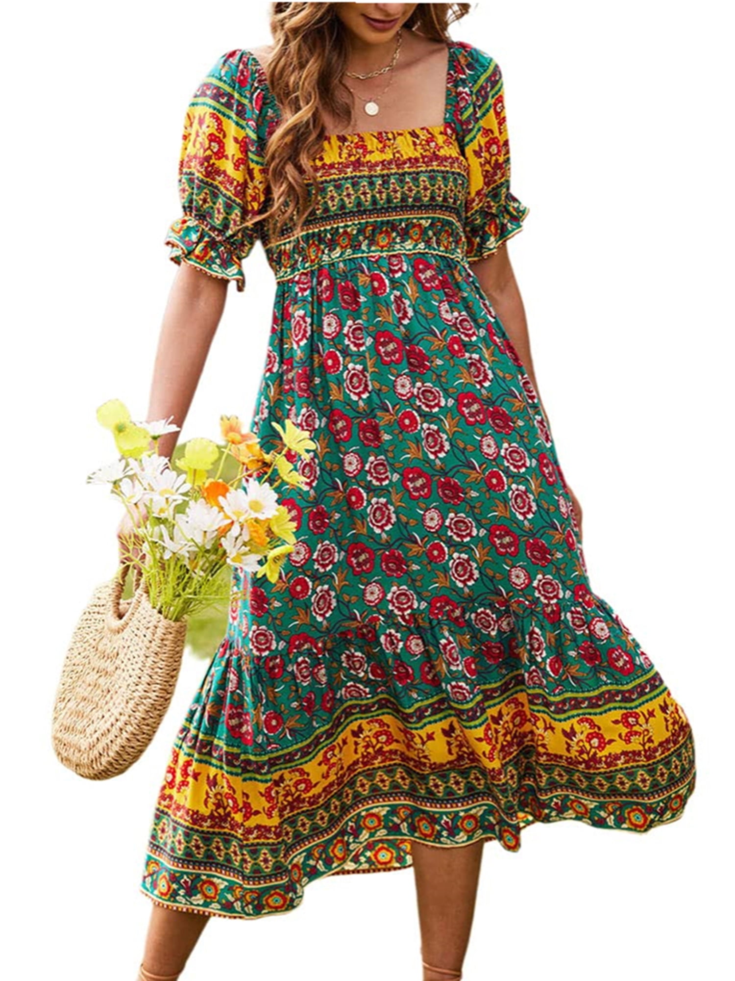 Boho Ruffle Sleeve Summer Dress – Greece Edition main image 0