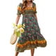 thumbnail image 1 of Txlixc Vestido bohemio de verano para mujer, falda de pastel de una pieza estilo bohemio con estampado floral en el pecho de manga corta Txlixc  Estilo de ocio, 1 of 5