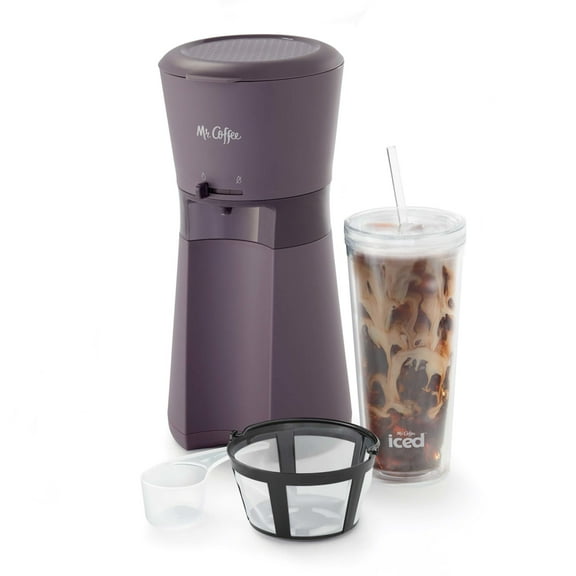 Mr. Coffee Iced Coffee Maker with Reusable Tumbler and Coffee Filter, Lavender