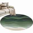 thumbnail image 2 of Sage Green Waves Round Area Rug 4 FT, Non Slip Indoor Outdoor Rug, Rustic Abstract Ombre Stripes Art Washable Soft Circular Carpet Non-Shedding Floor Mat for Coffee Table Nursery Foyer Balcony, 2 of 8