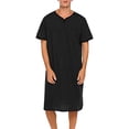 thumbnail image 2 of Men's Nightshirt Comfy Nightwear Big&Tall V Neck Short Sleeve Soft Loose Pajama Sleep Shirt Size 4XL-5XL Black, 2 of 6