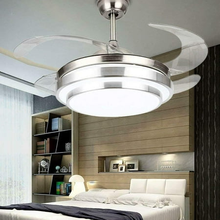 

FETCOI 36 Modern Ceiling Light with Fans Invisible Chandelier with Retractable Blades Remote Control 3-Color