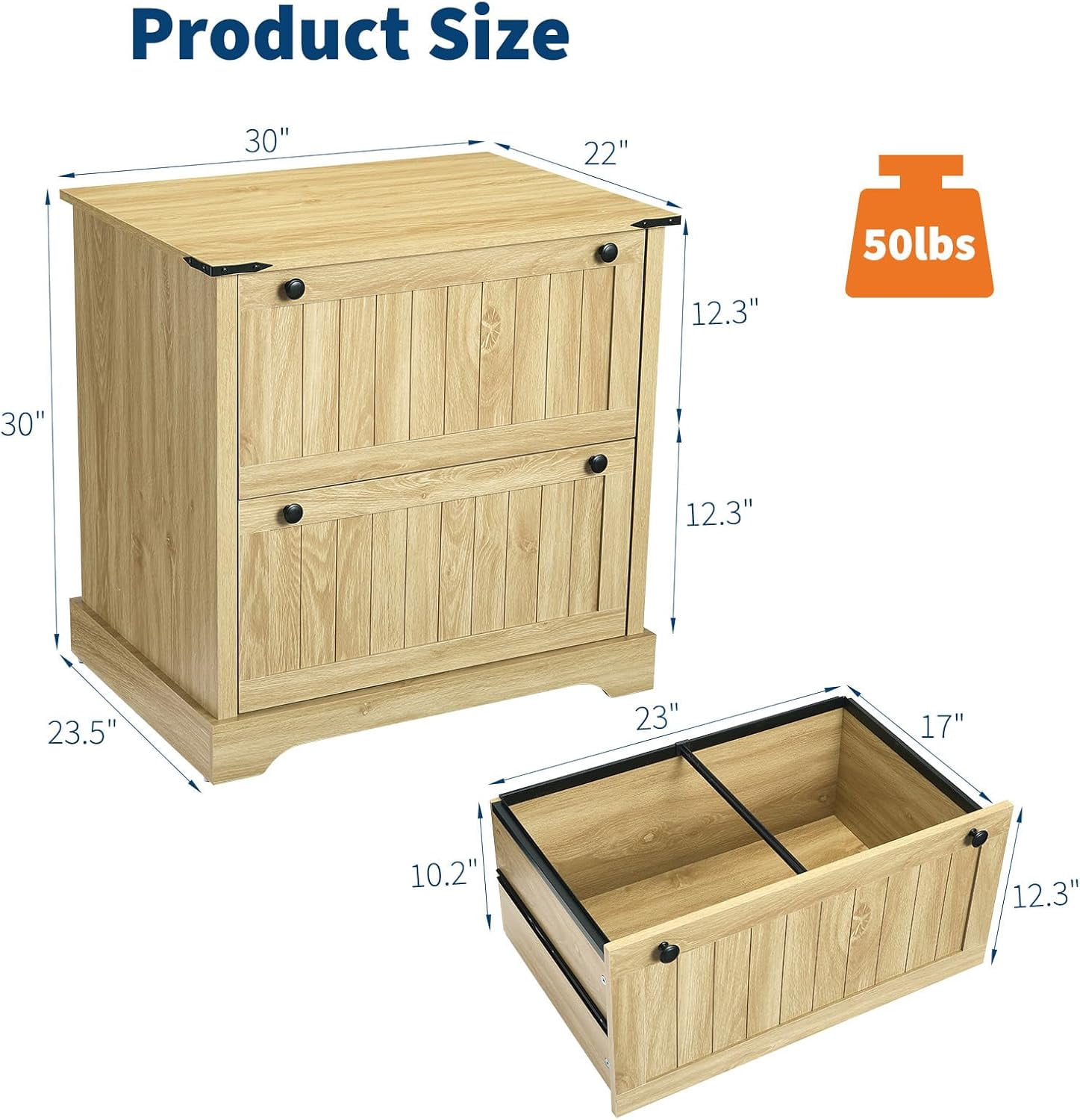 Towallmark 2-Drawer File Cabinet for Home Office, Wood Farmhouse Filing Cabinet with Hanging File Folders for Letter/A4/Legal Size, Rustic Storage Cabinet Storage Printer Stand,Retro Wood