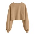 thumbnail image 5 of Women's Plus Size Corduroy Long Sleeve Crew Neck Top Cropped Loose Casual, 5 of 9
