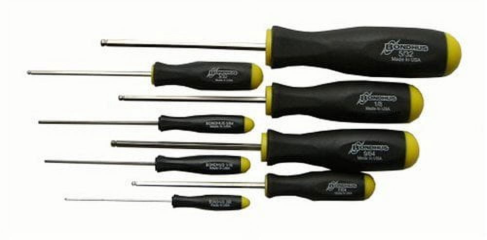 Inch Hex (Allen) Balldriver® Standard Length Screwdriver Set, 8pcs .050" to 5/32", Protanium® High Torque Steel With Briteguard™ Chrome Finish, Comes In A Plastic Pouch - Bondhus® USA