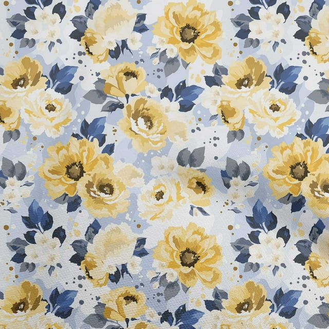 oneOone Cotton Flex Yellow Fabric Florals Craft Projects Decor Fabric Printed By The Yard 40 Inch Wide-3Q