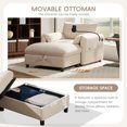 thumbnail image 3 of 38" Single Sofa with Storage Ottoman, Adjustable Phone Holder, USB Charger, Side Storage Pockets, Pillow-Like Armrests, Wide Seat Chaise Lounge for Living Room, Chenille, 4 Colors, 3 of 9