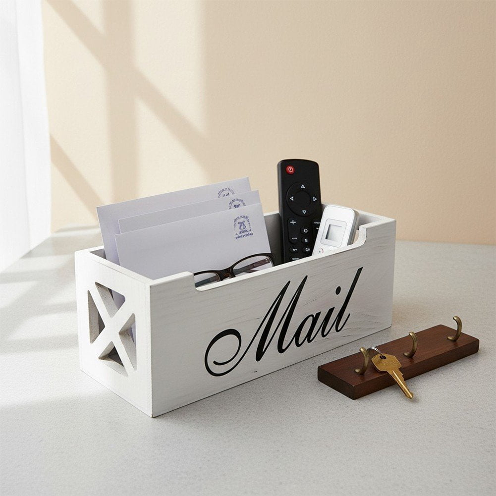 Modern Mail Holder For Desk, Wood Letter Organizer Sorter Envelope Organizer Bill Filling Rack Wood Mail Basket Magazine Holder For Home Office