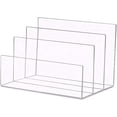 thumbnail image 2 of Clear Acrylic File Sorter, 3 Sections Desk Plastic File Folder Rack, Clear Office File Organizer for Document Paper Letter Book Envelope Laptop Makeup Eye Shadow Palette Mail Electronic Purse, 2 of 6