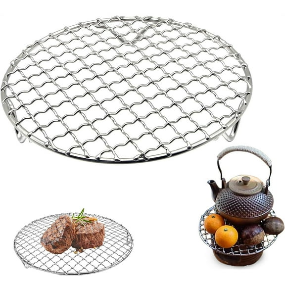 Round Cooling Rack Tutuviw 8in Grill Wire Cooling Racks Stainless Steel Cross Wire Cooking Racks Round Barbecue Grilling Rack with 20mm Legs for Cooking Baking BBQ Air Fryer Oven Enamel Pot