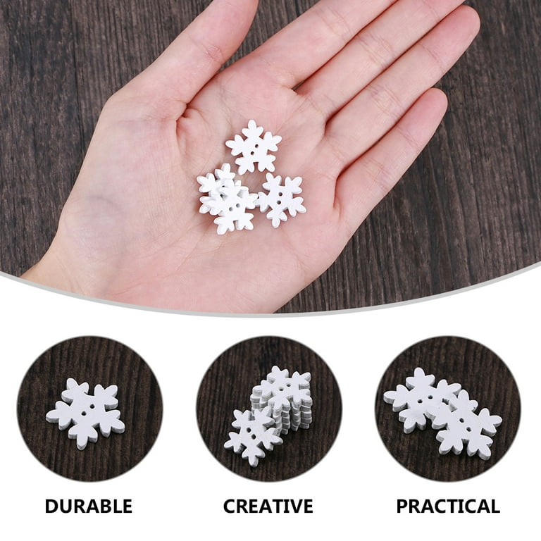 Snowflake Buttons 200pcs Wooden Christmas Snowflake Button Handicraft Embellishments Decoration, Size: 4.72 x 3.94 x 1.18